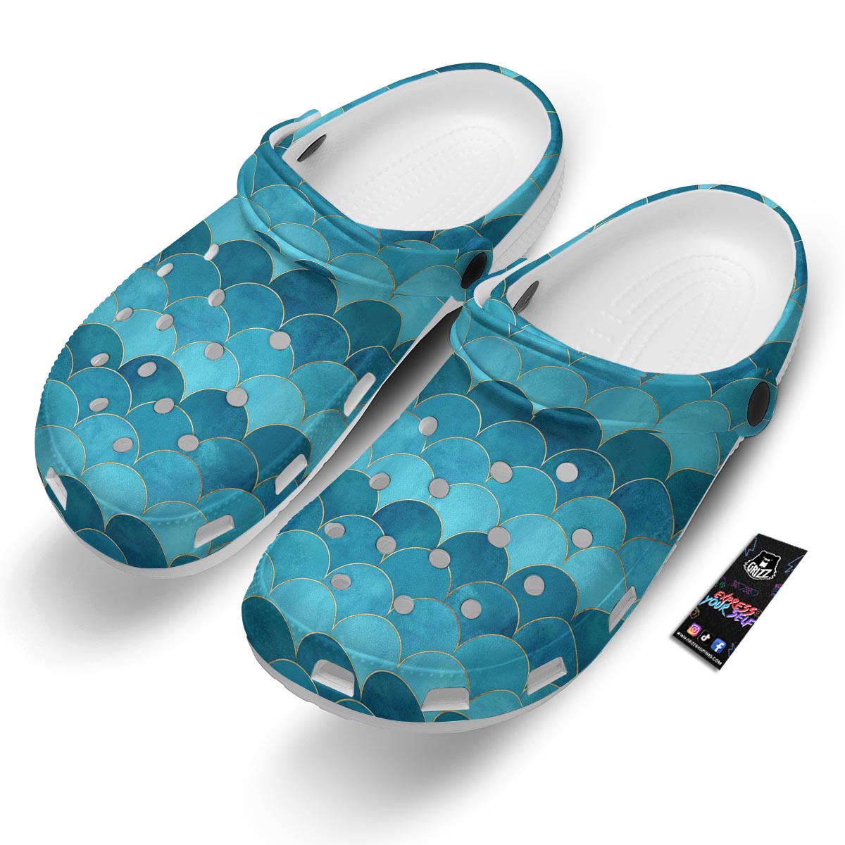 Scales Teal Mermaid Print Pattern Clog-grizzshop