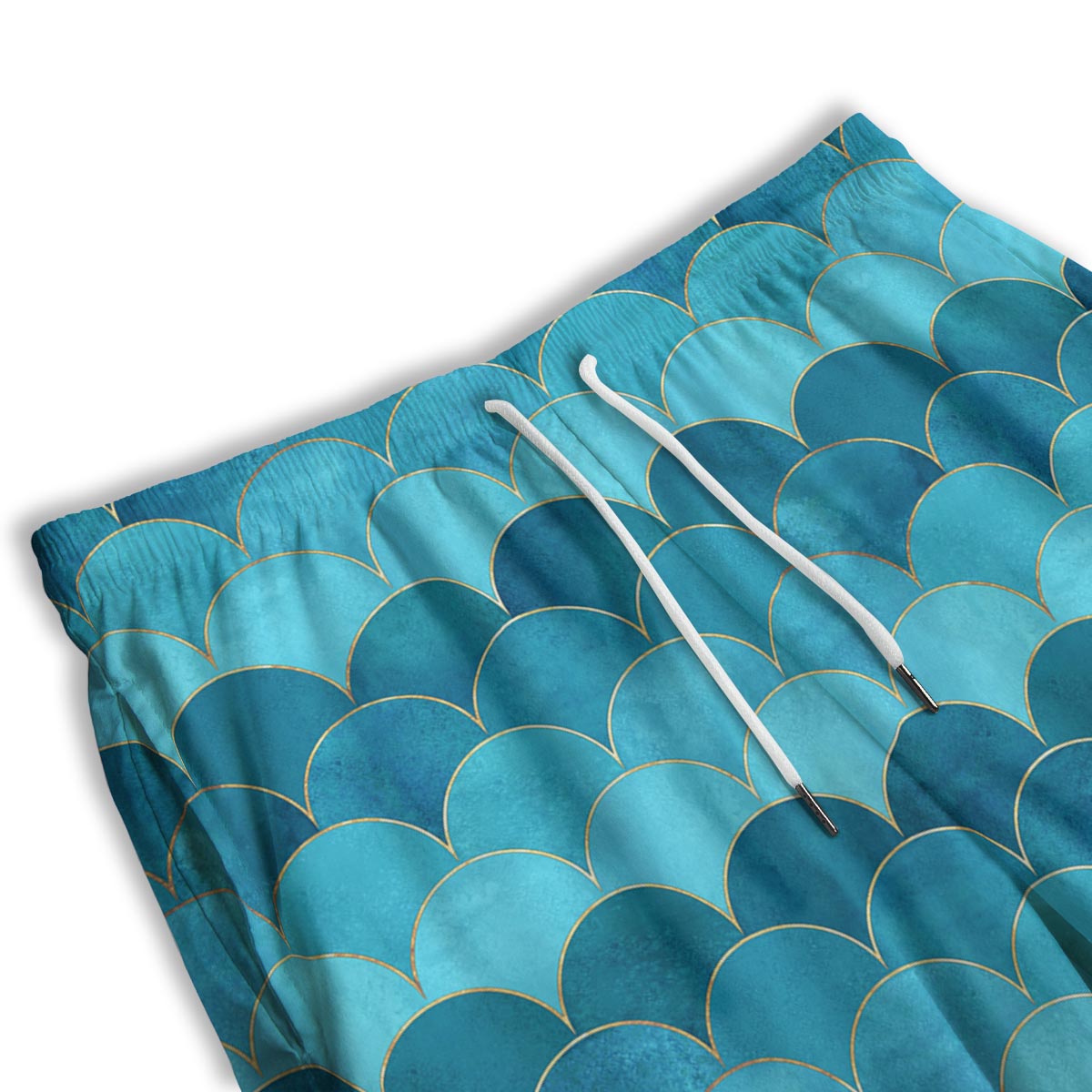 Scales Teal Mermaid Print Pattern Men's Athletic Shorts
