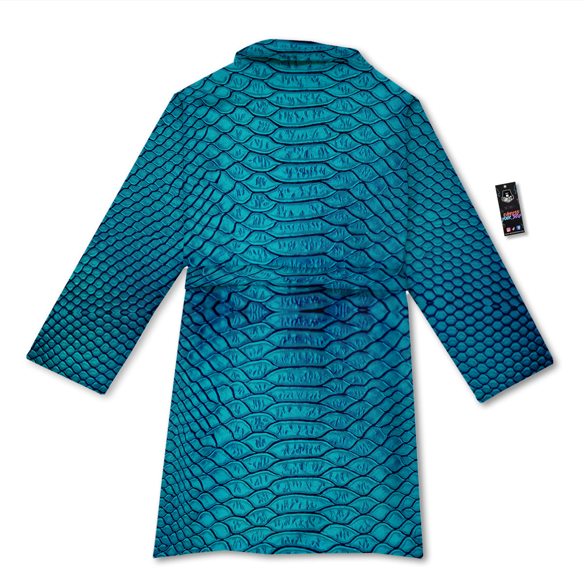 Scales Turquoise Snake Print Pattern Bathrobe-grizzshop