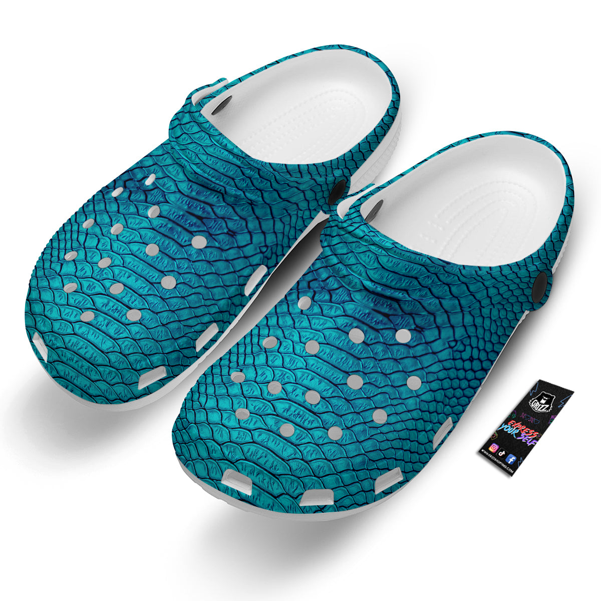 Scales Turquoise Snake Print Pattern Clog-grizzshop