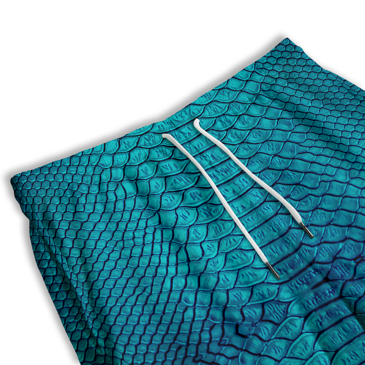 Scales Turquoise Snake Print Pattern Men's Athletic Shorts