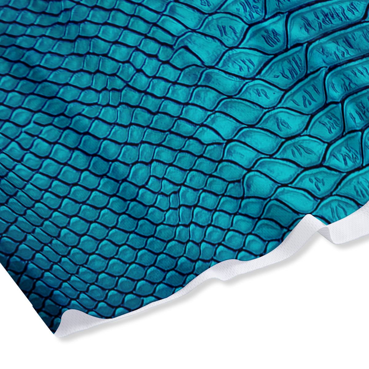 Scales Turquoise Snake Print Pattern Mesh Shorts