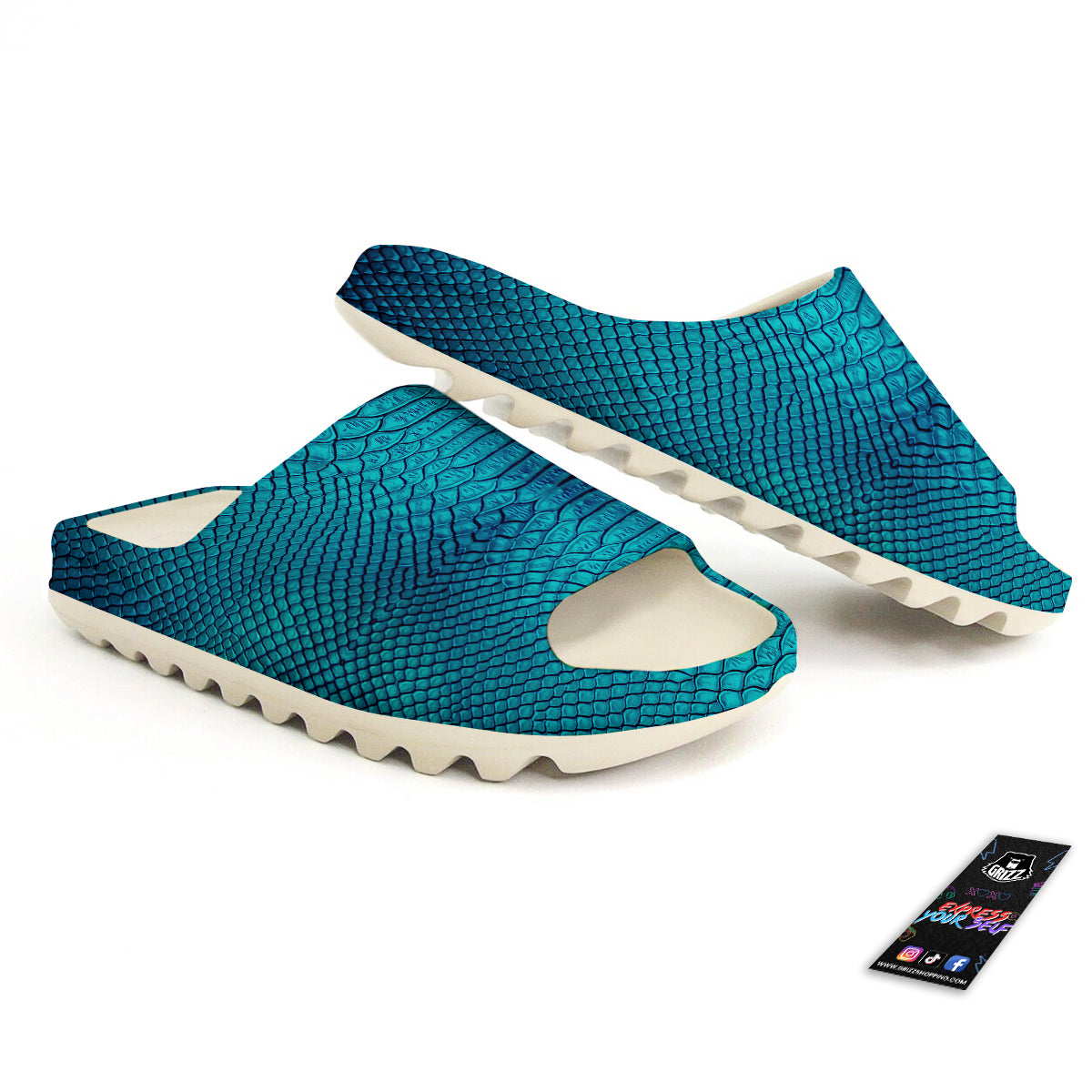 Scales Turquoise Snake Print Pattern Sandals-grizzshop