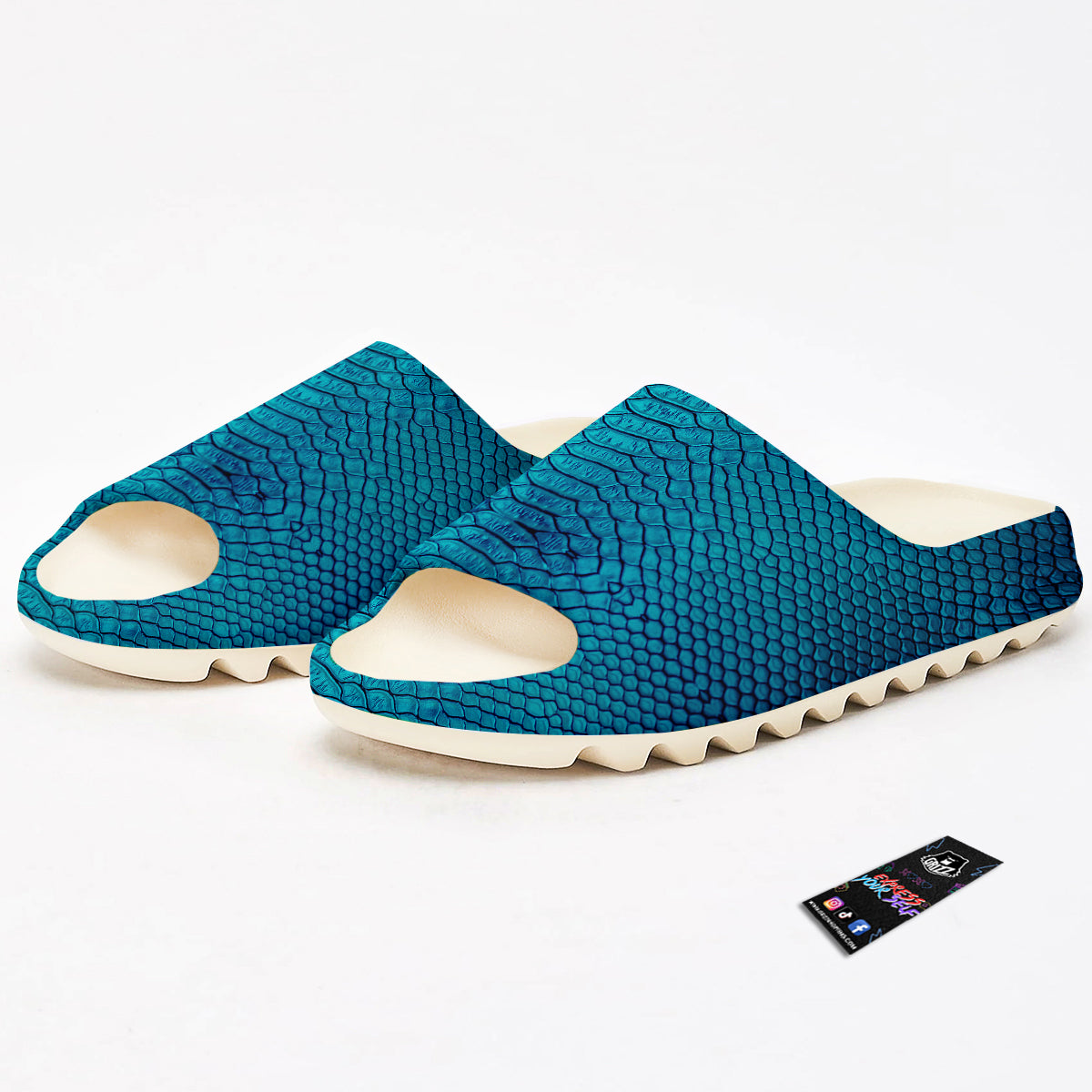 Scales Turquoise Snake Print Pattern Sandals-grizzshop