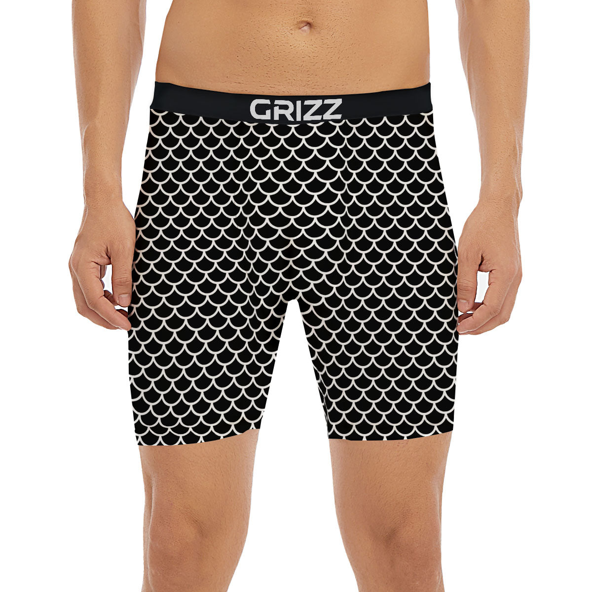 Scales Black Mermaid Print Pattern Boxer Briefs