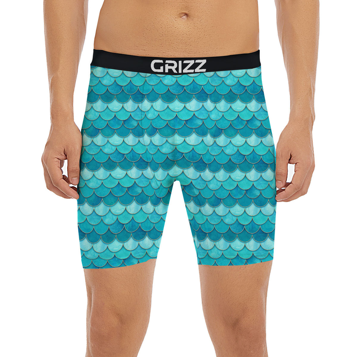Scales Mermaid Blue Print Pattern Boxer Briefs