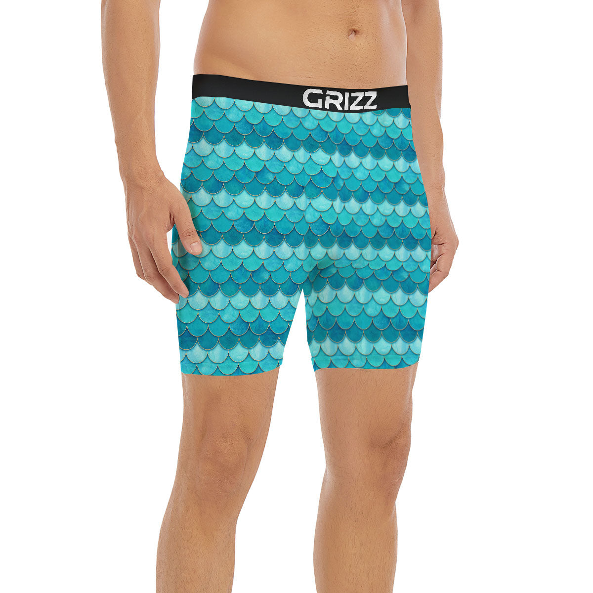 Scales Mermaid Blue Print Pattern Boxer Briefs