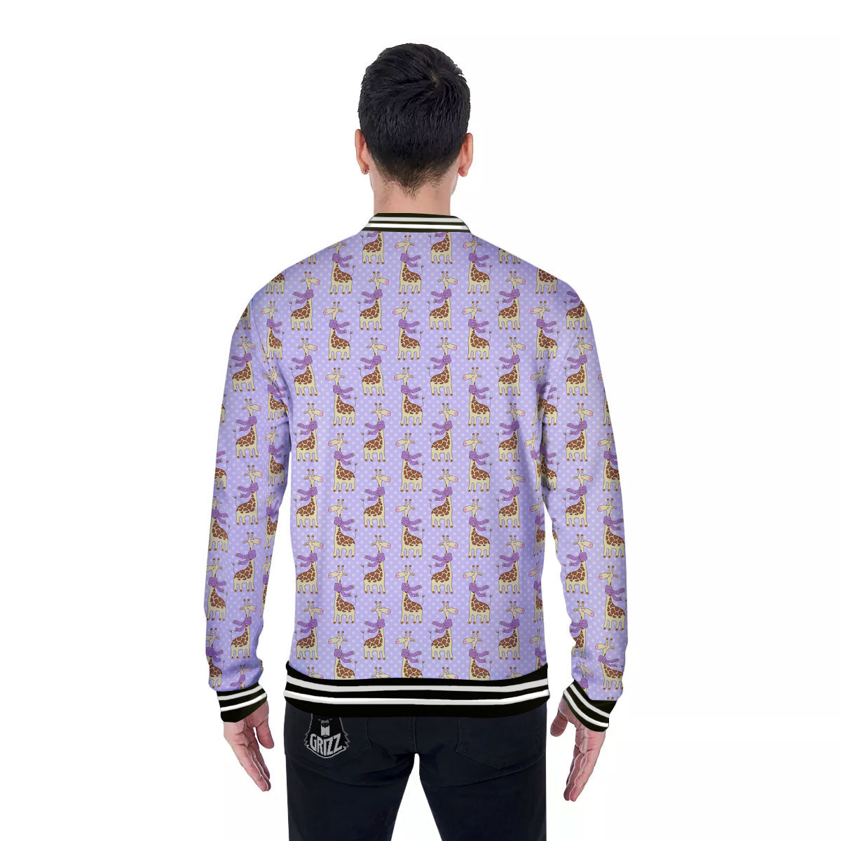Scarf With Giraffe Print Pattern Baseball Jacket-grizzshop