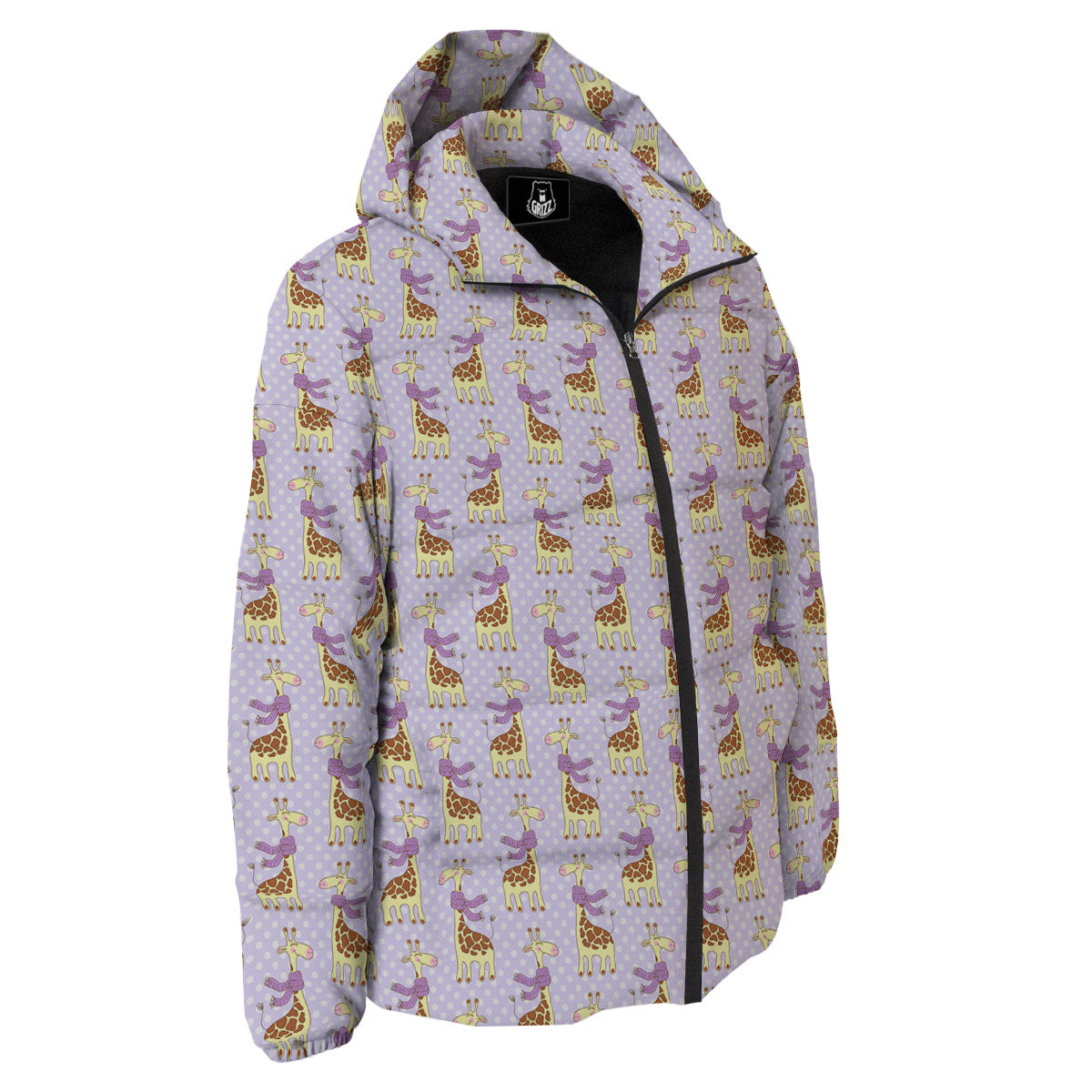 Scarf With Giraffe Print Pattern Down Jacket-grizzshop