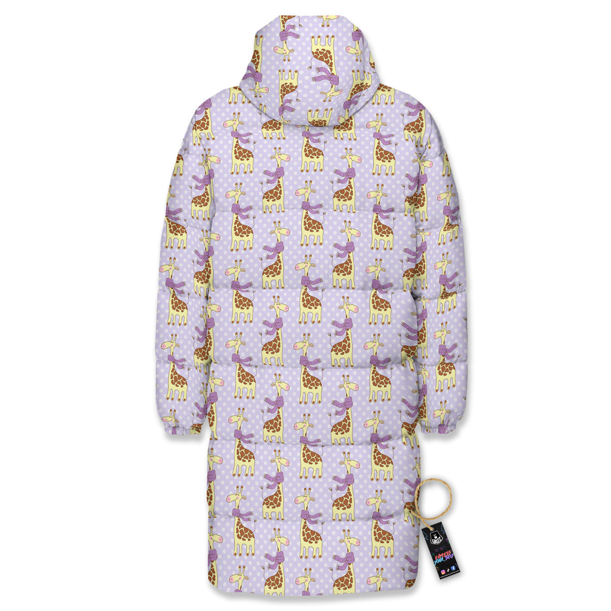 Scarf With Giraffe Print Pattern Long Down Jacket-grizzshop