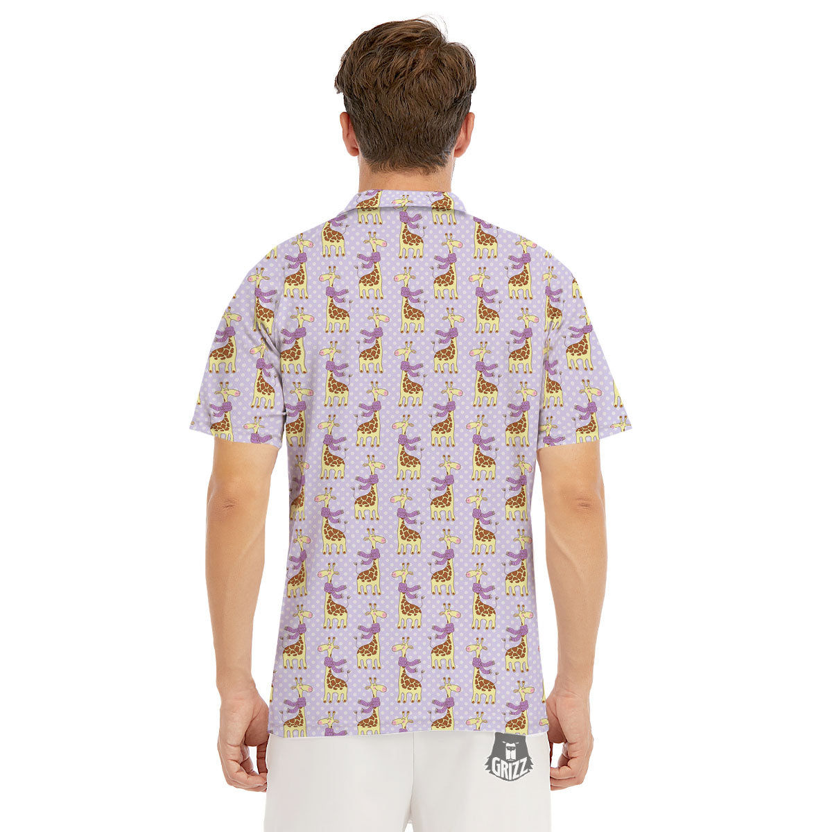 Scarf With Giraffe Print Pattern Men's Golf Shirts-grizzshop