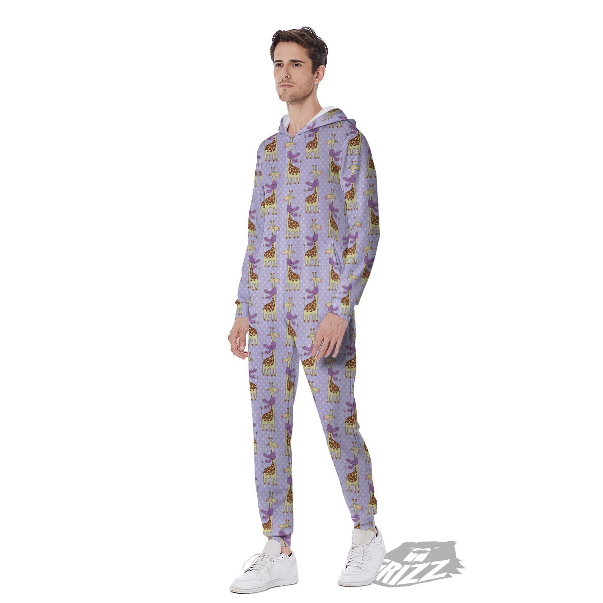 Scarf With Giraffe Print Pattern Men's Jumpsuit-grizzshop