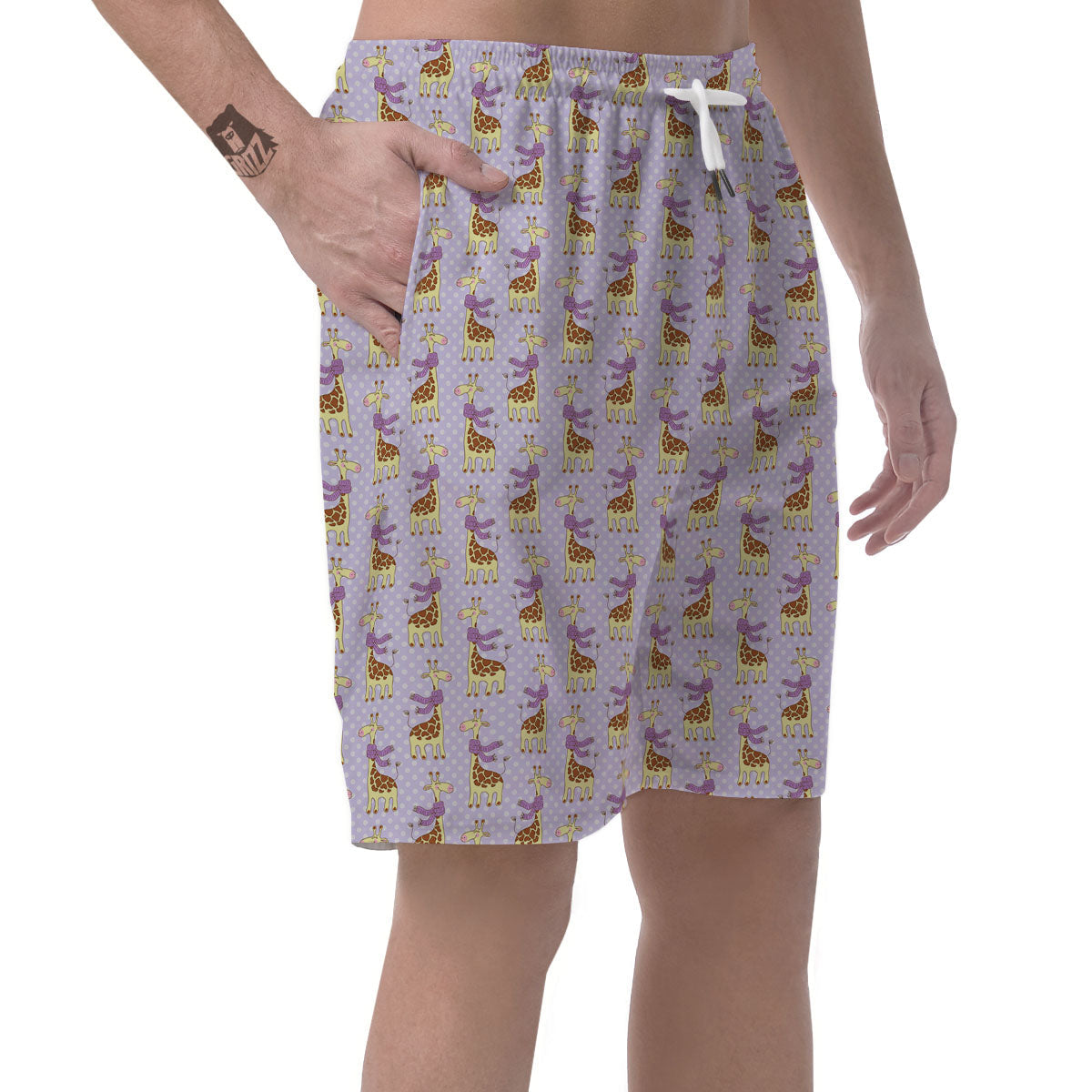 Scarf With Giraffe Print Pattern Men's Shorts-grizzshop