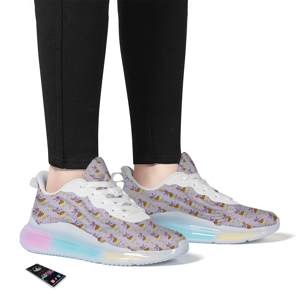 Scarf With Giraffe Print Pattern Running Sneakers-grizzshop