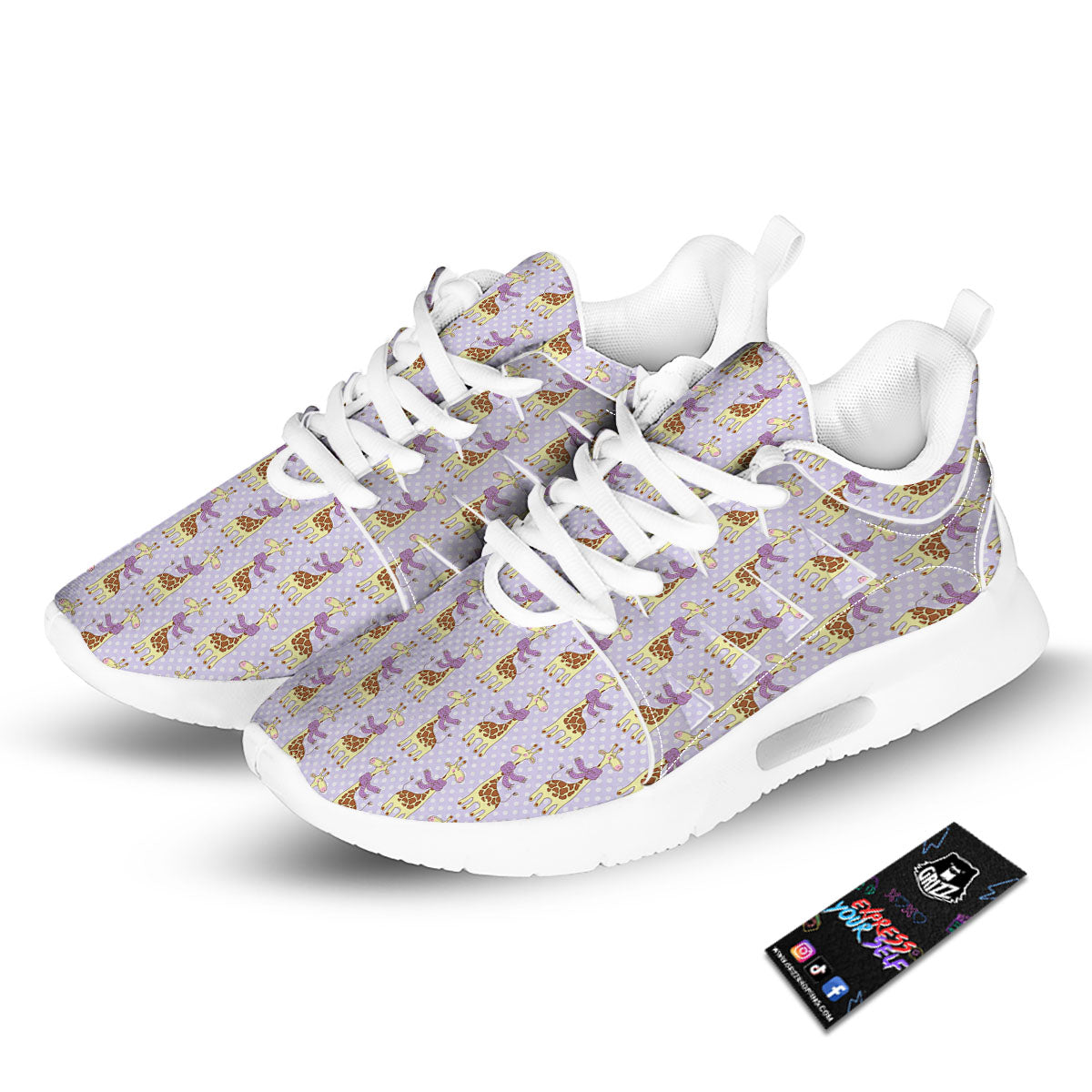 Scarf With Giraffe Print Pattern Tennis Shoes-grizzshop