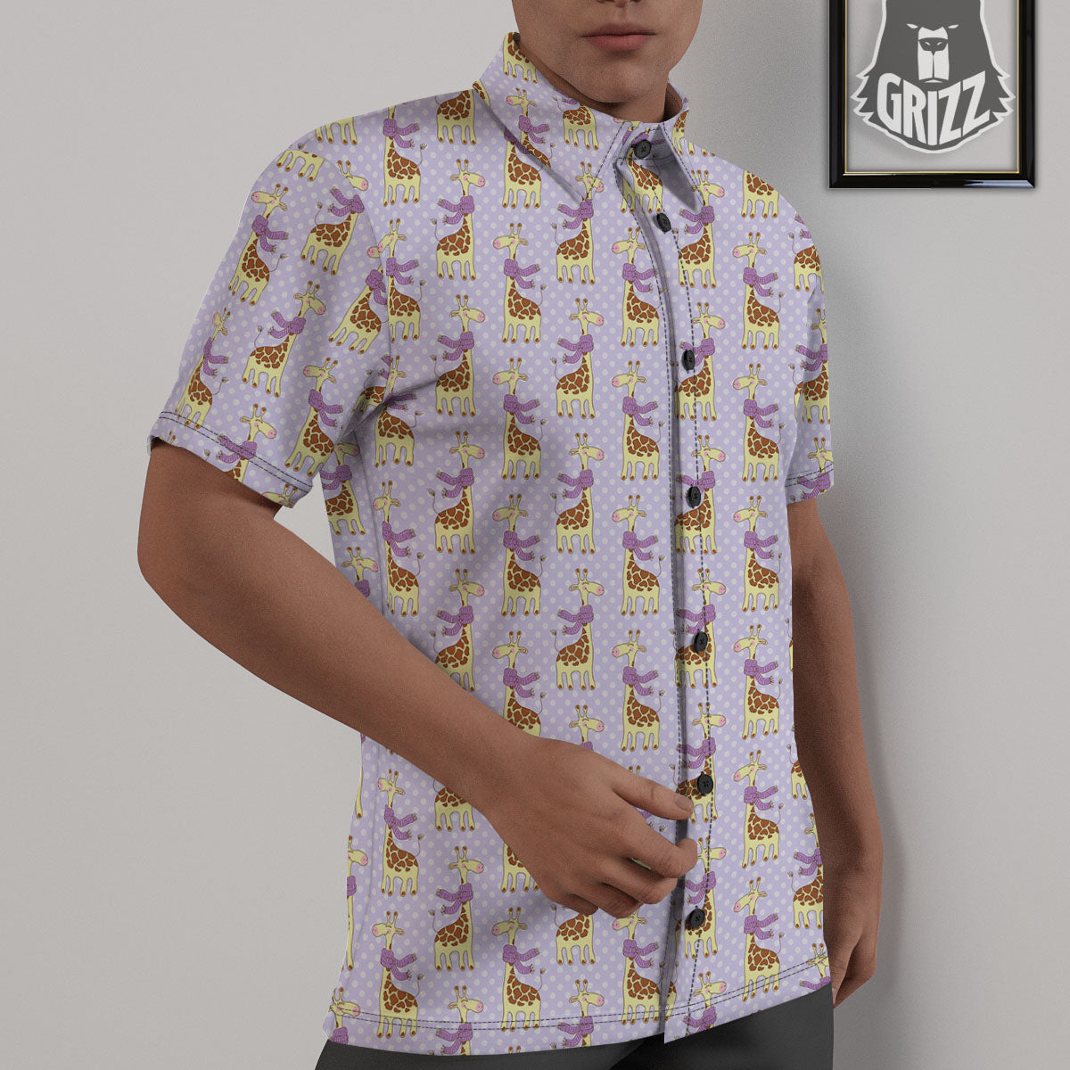 Scarf With Giraffe Print Pattern Untucked Shirts-grizzshop