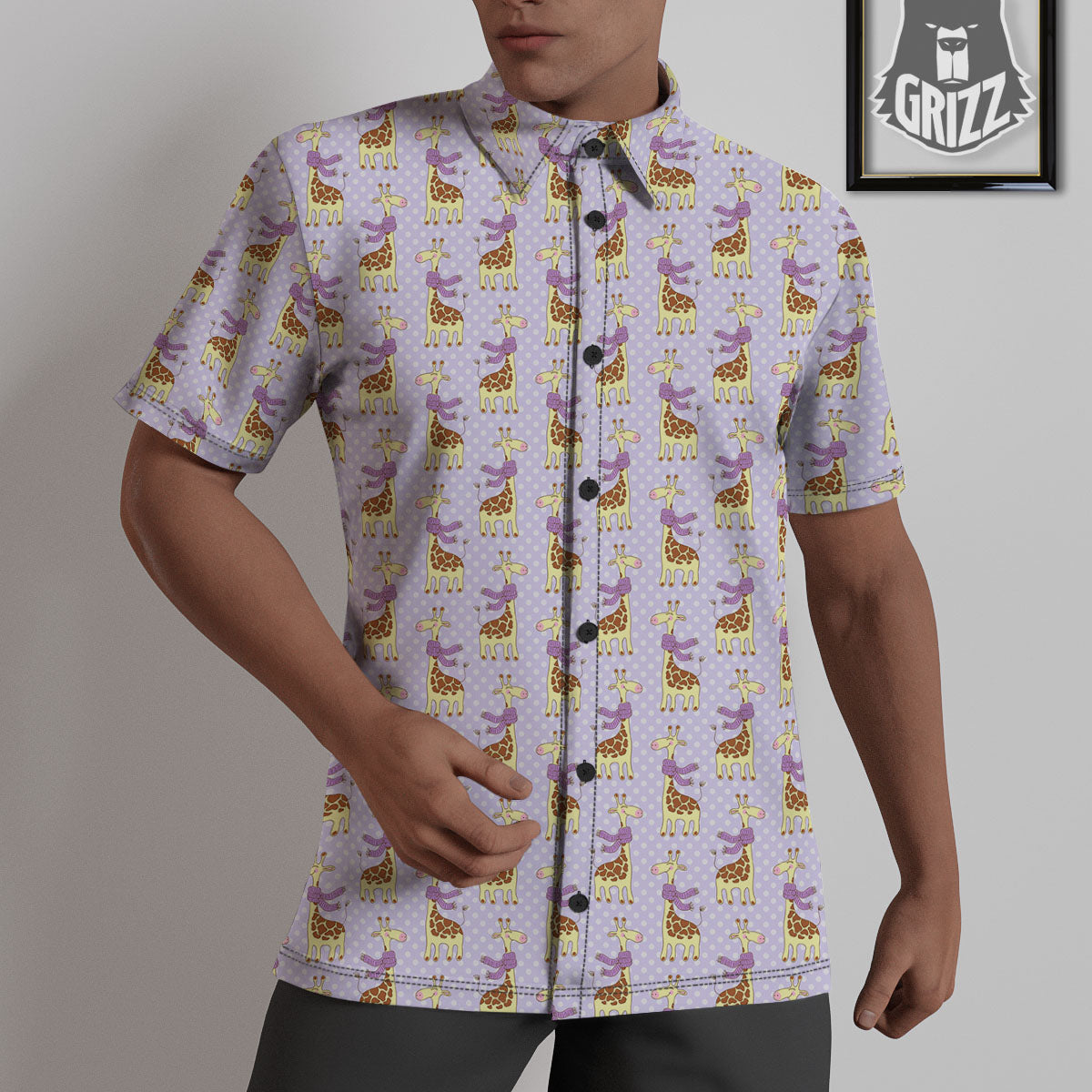 Scarf With Giraffe Print Pattern Untucked Shirts-grizzshop