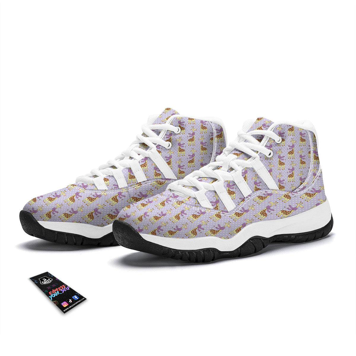 Scarf With Giraffe Print Pattern White Bball Shoes-grizzshop