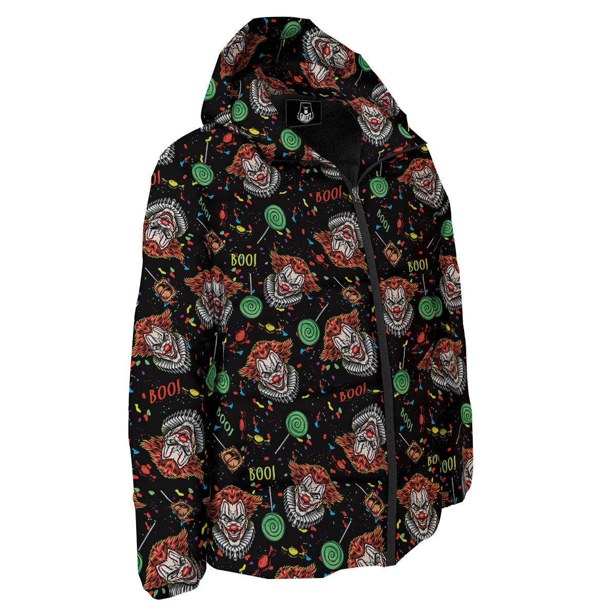 Scary Clown Halloween Print Pattern Down Jacket-grizzshop
