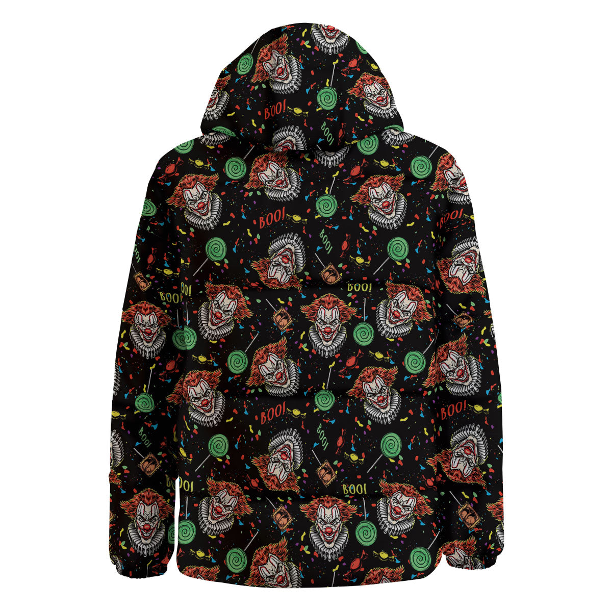 Scary Clown Halloween Print Pattern Down Jacket-grizzshop