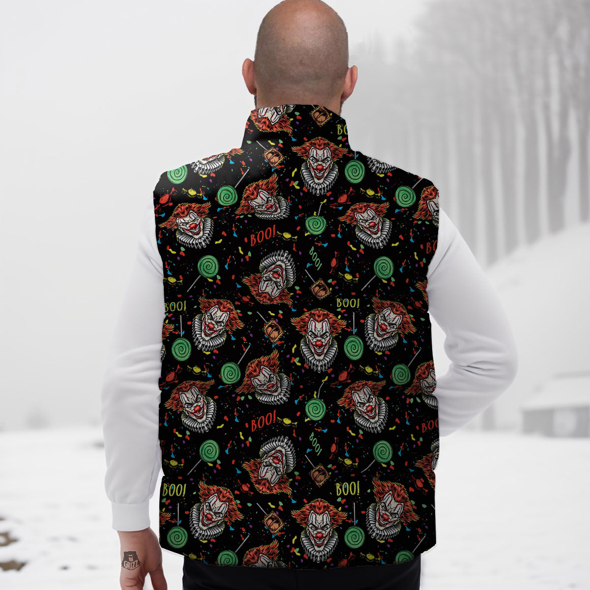 Scary Clown Halloween Print Pattern Down Vest