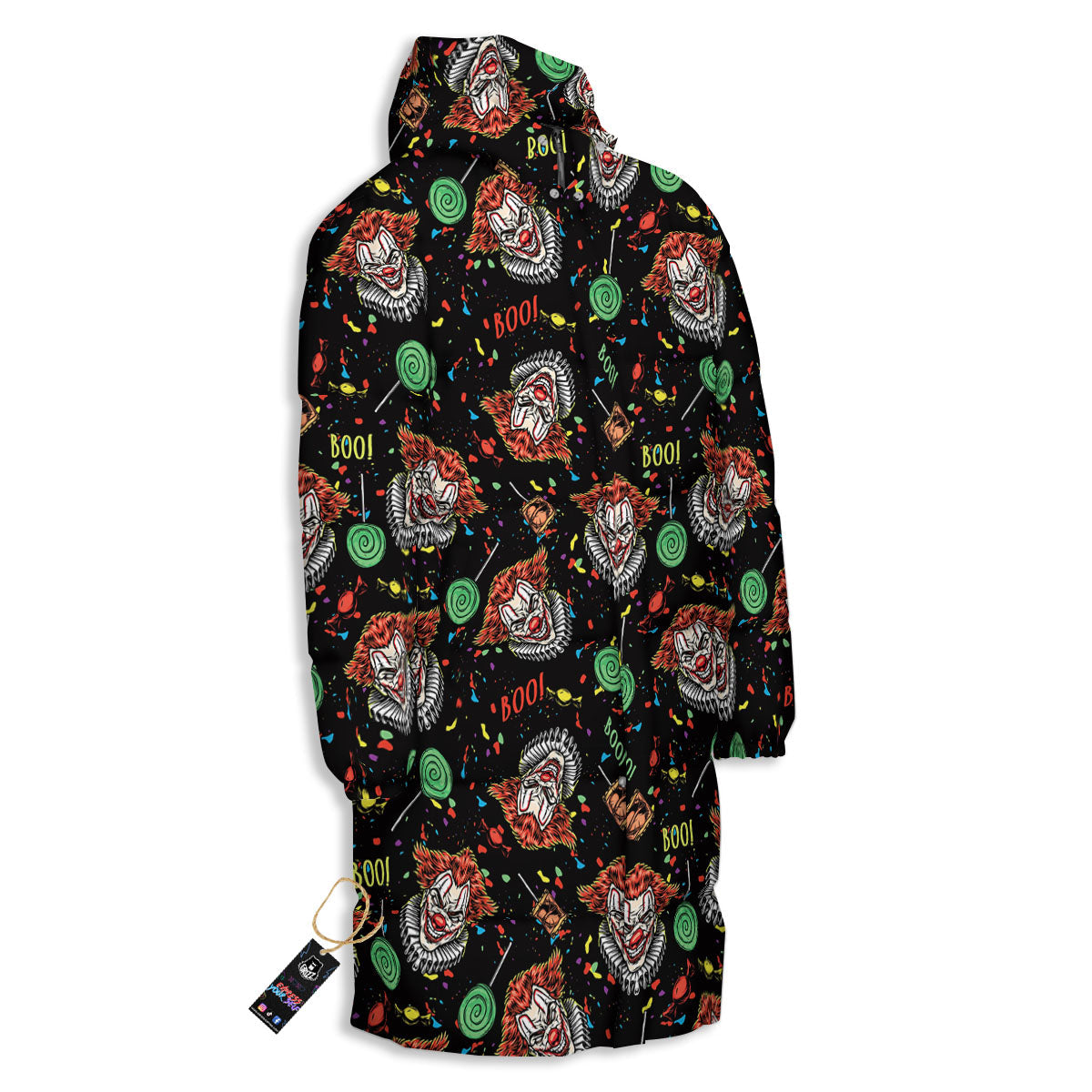 Scary Clown Halloween Print Pattern Long Down Jacket-grizzshop