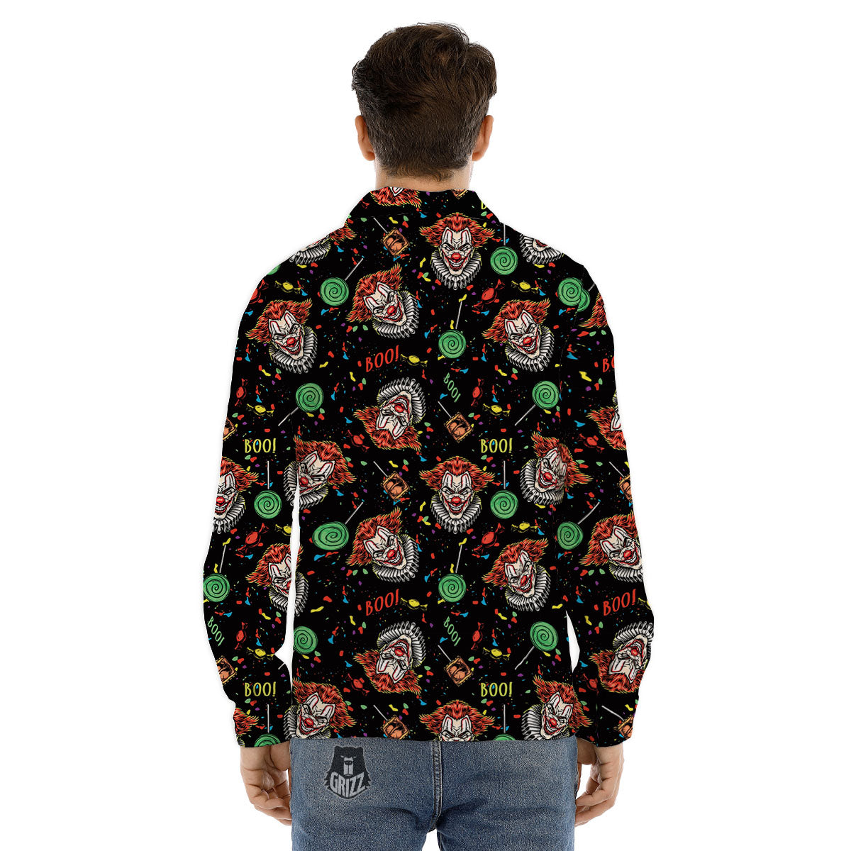 Scary Clown Halloween Print Pattern Men's Dress Shirts-grizzshop