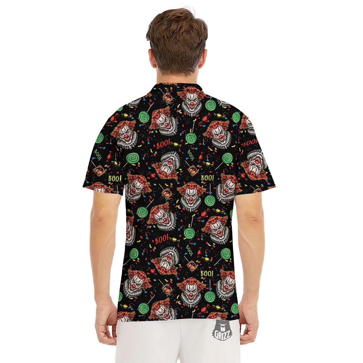 Scary Clown Halloween Print Pattern Men's Golf Shirts-grizzshop