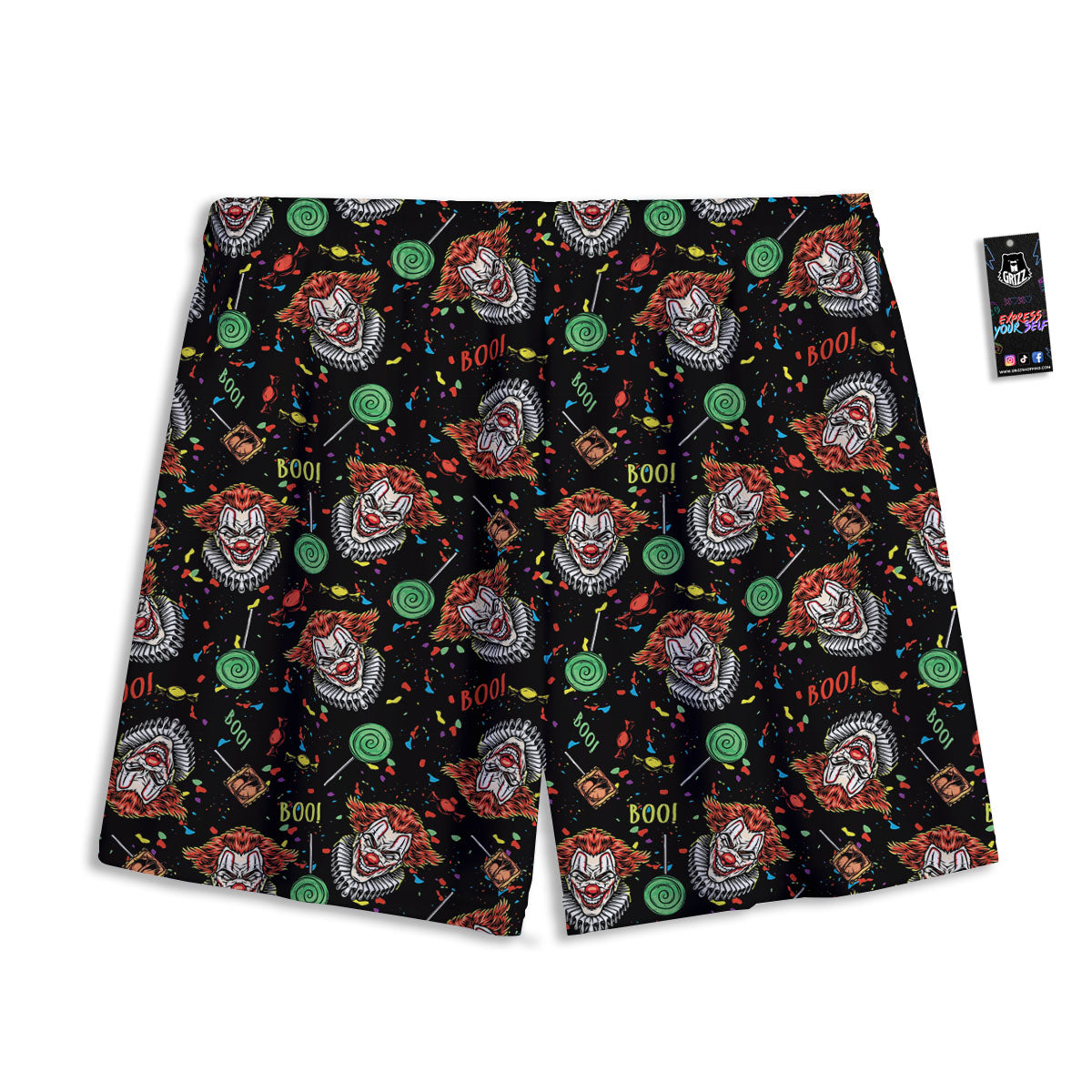 Scary Clown Halloween Print Pattern Mesh Shorts