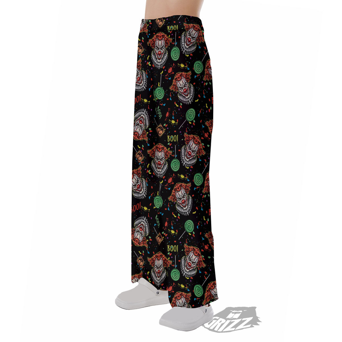 Scary Clown Halloween Print Pattern Pajama Pants-grizzshop