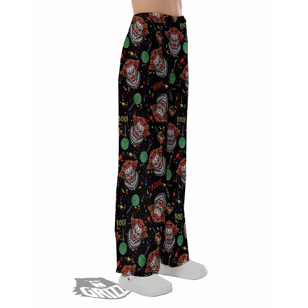 Scary Clown Halloween Print Pattern Pajama Pants-grizzshop