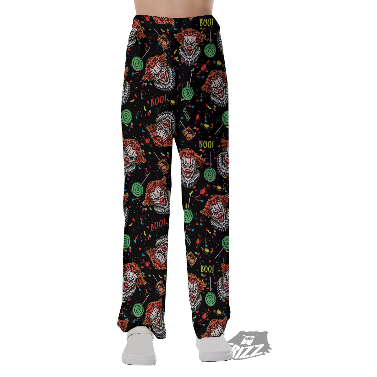 Scary Clown Halloween Print Pattern Pajama Pants-grizzshop