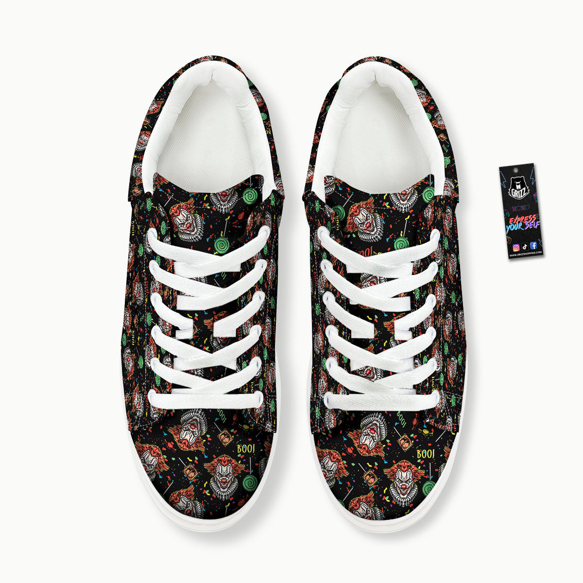 Scary Clown Halloween Print Pattern Platform Shoes-grizzshop