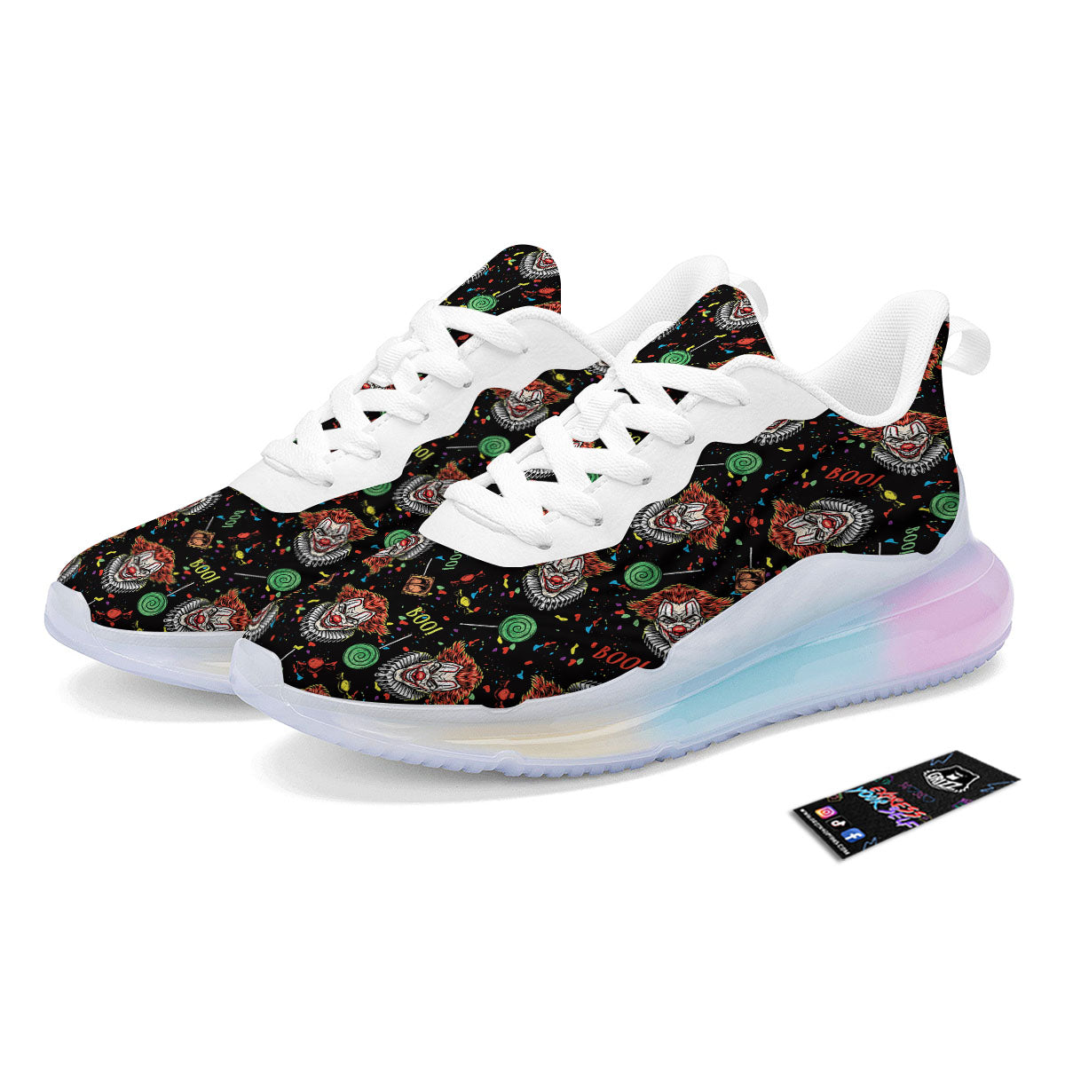 Scary Clown Halloween Print Pattern Running Sneakers-grizzshop