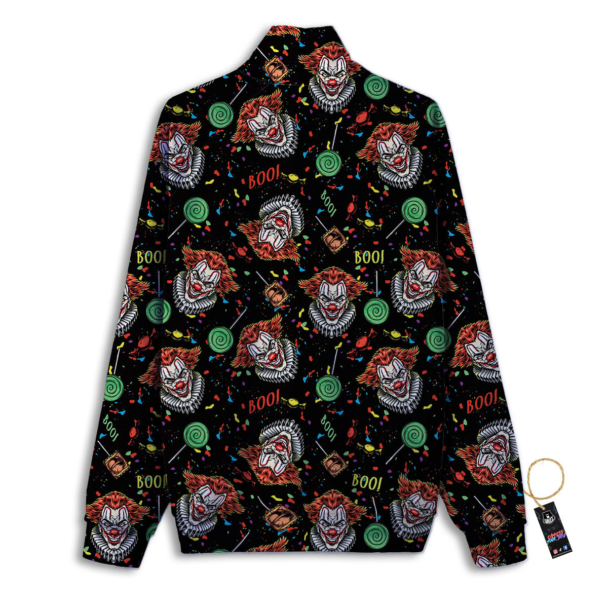 Scary Clown Halloween Print Pattern Track Jacket-grizzshop