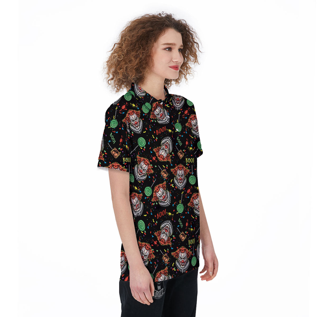 Scary Clown Halloween Print Pattern Women's Golf Shirts-grizzshop