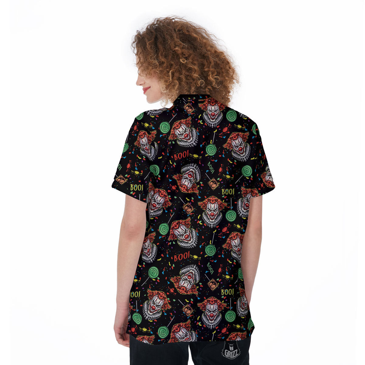 Scary Clown Halloween Print Pattern Women's Golf Shirts-grizzshop