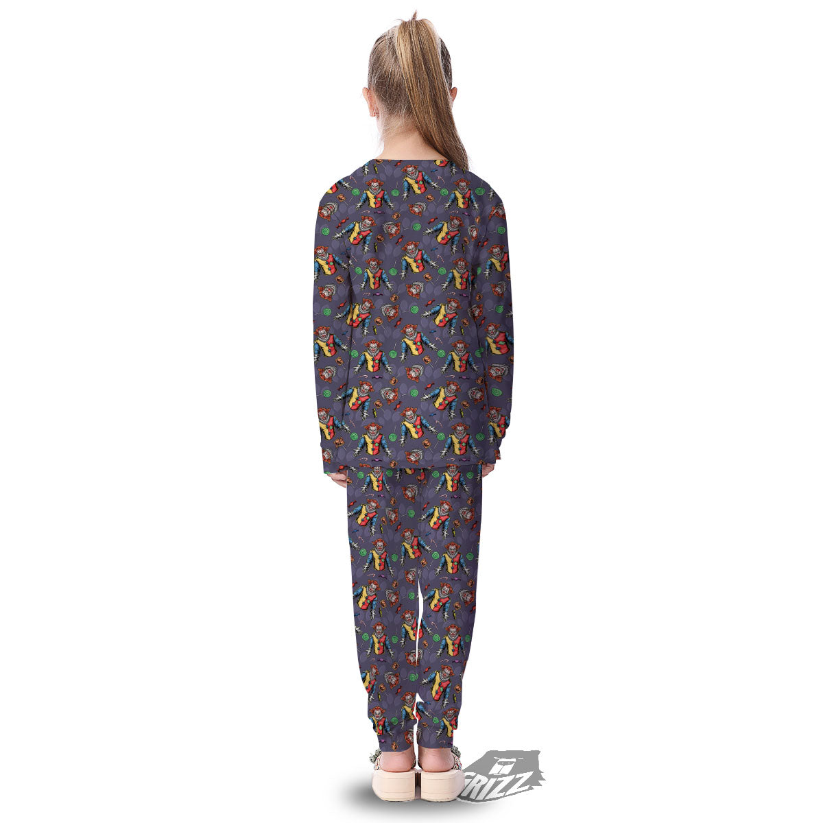 Scary Evil Clown Print Pattern Kid's Pajamas-grizzshop