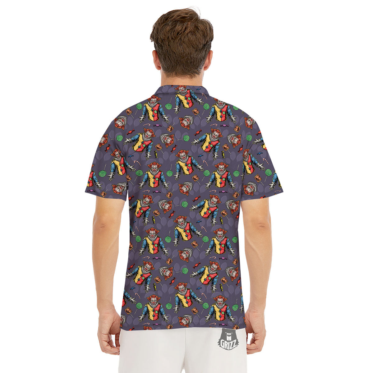 Scary Evil Clown Print Pattern Men's Golf Shirts-grizzshop
