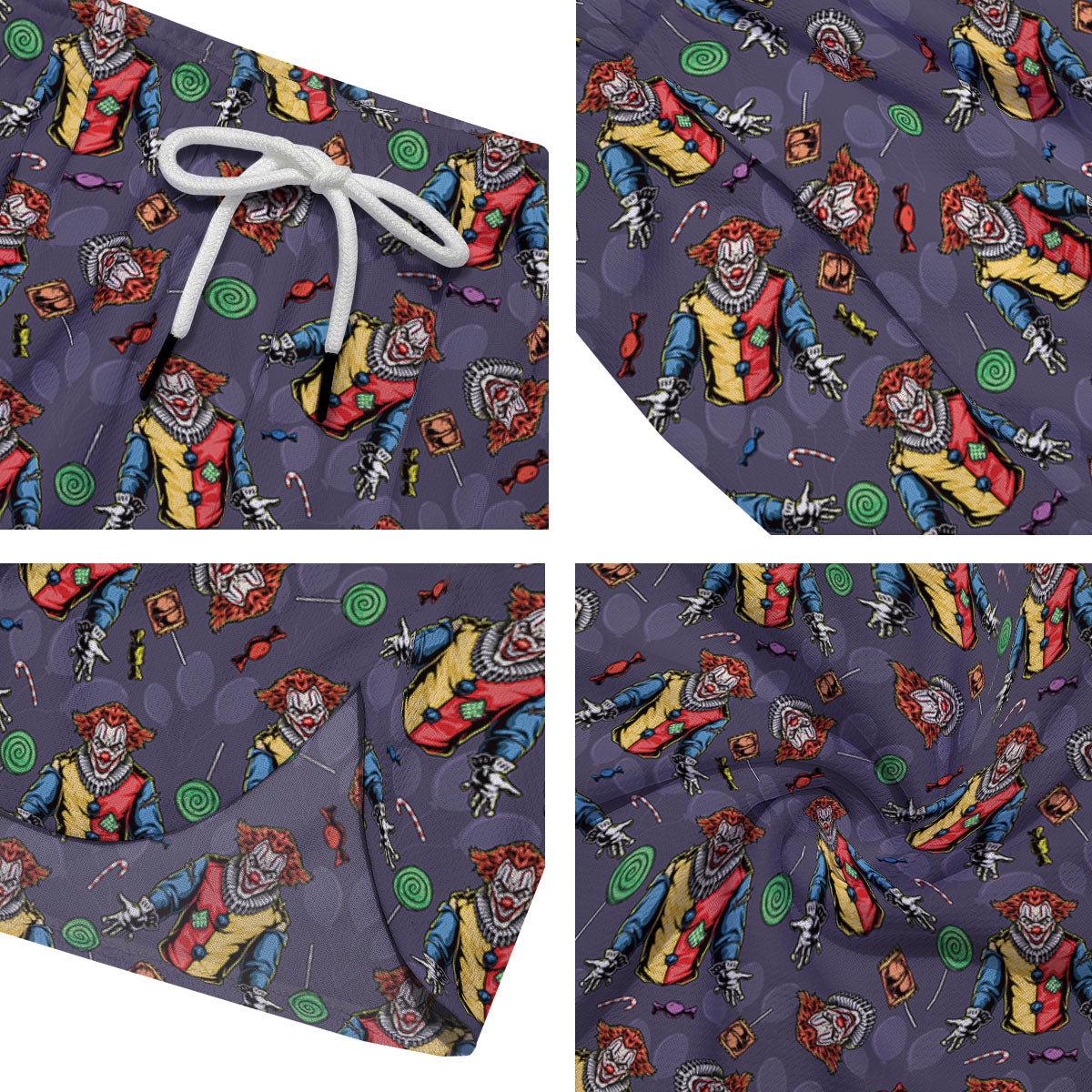 Scary Evil Clown Print Pattern Men's Running Shorts-grizzshop
