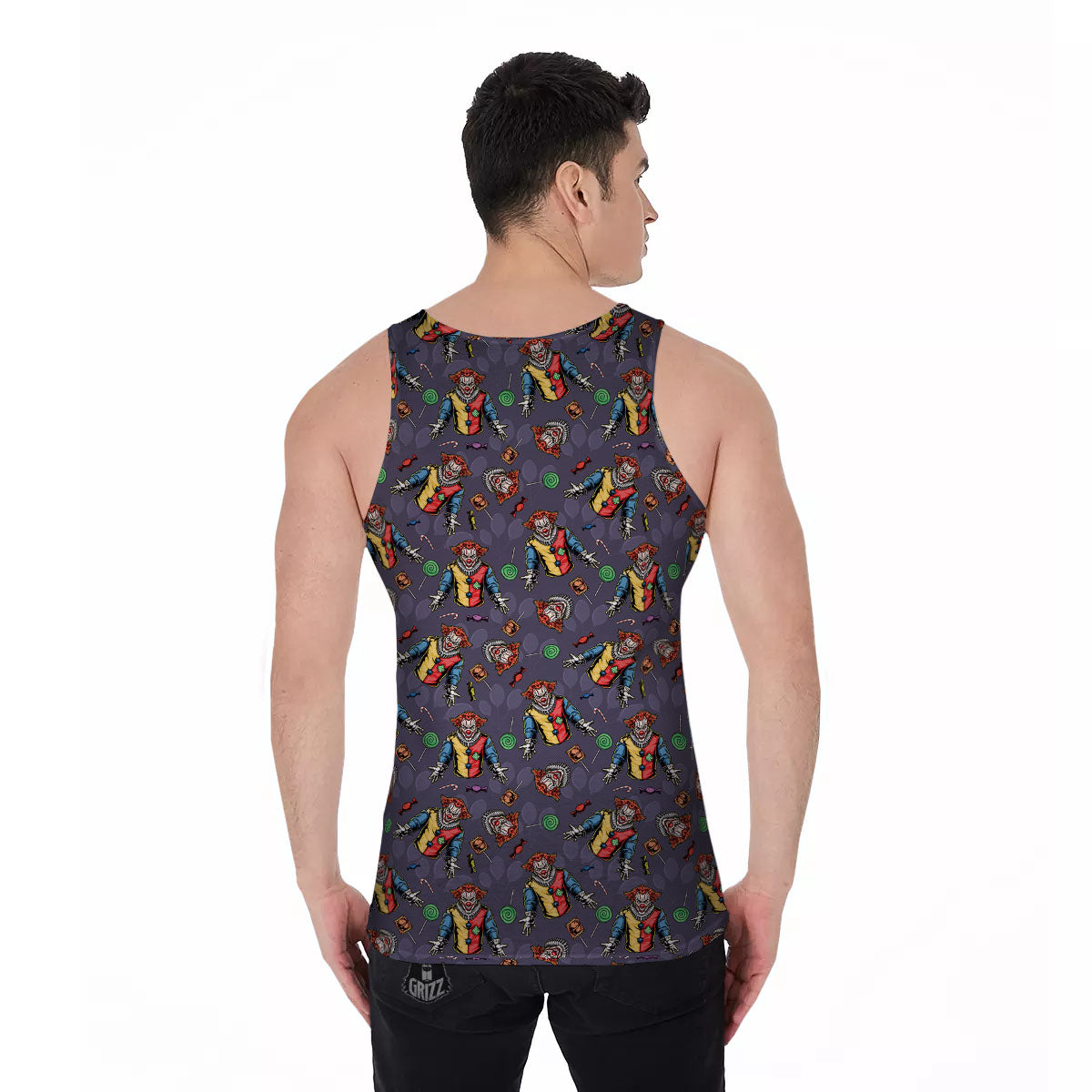 Scary Evil Clown Print Pattern Men's Tank Top-grizzshop