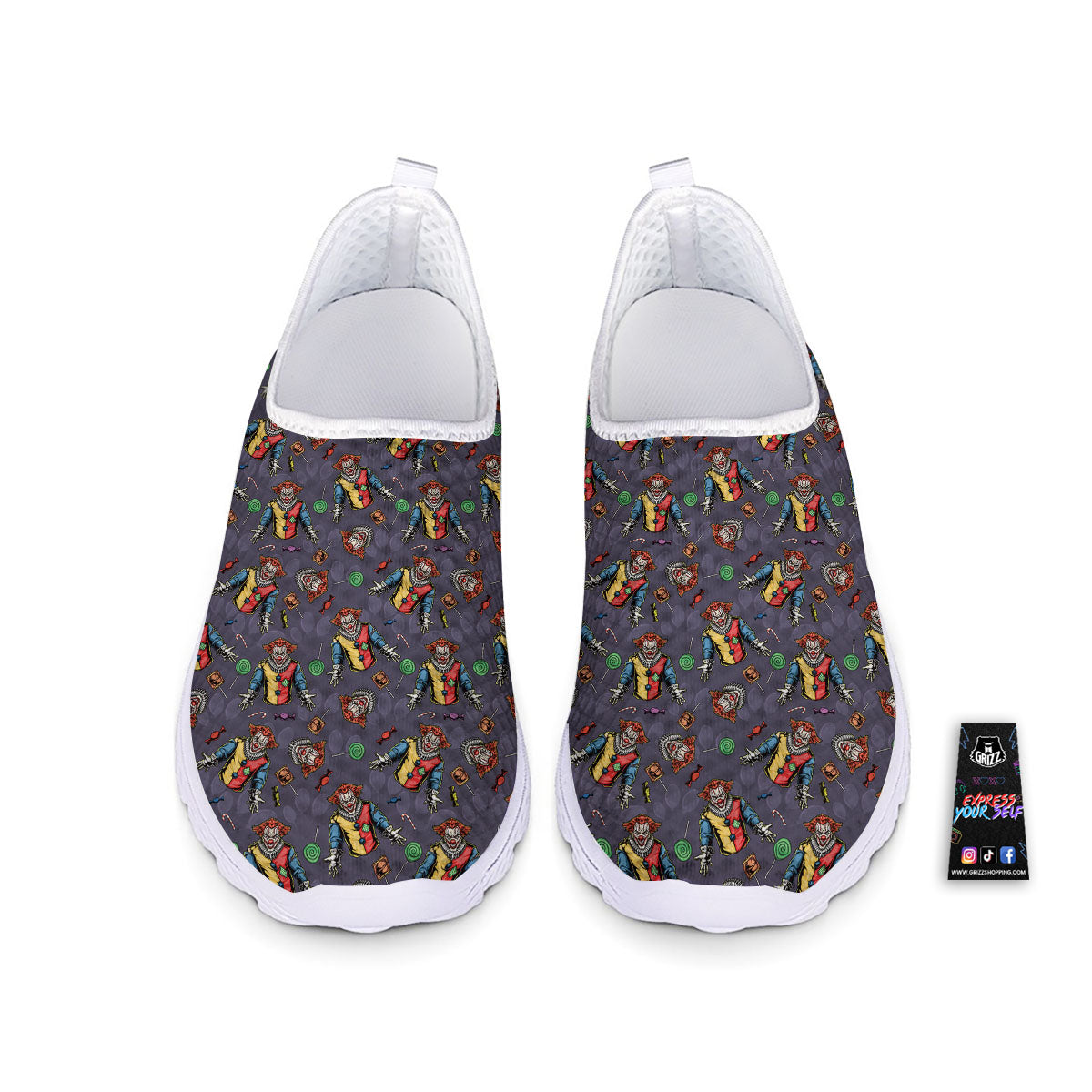 Scary Evil Clown Print Pattern Nurse Shoes-grizzshop