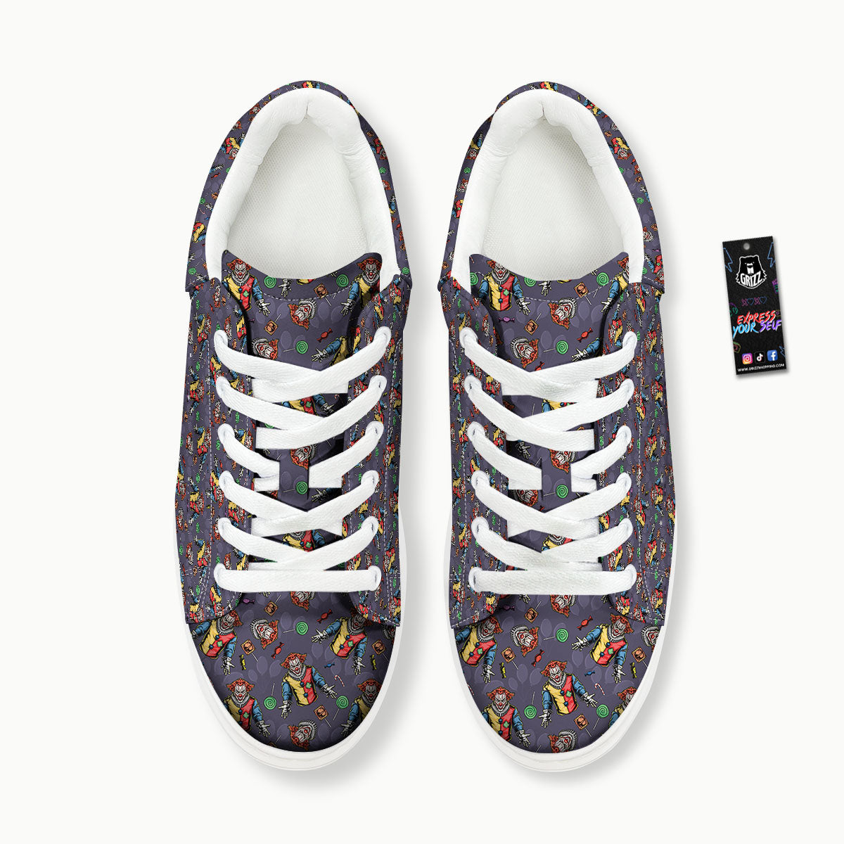 Scary Evil Clown Print Pattern Platform Shoes-grizzshop