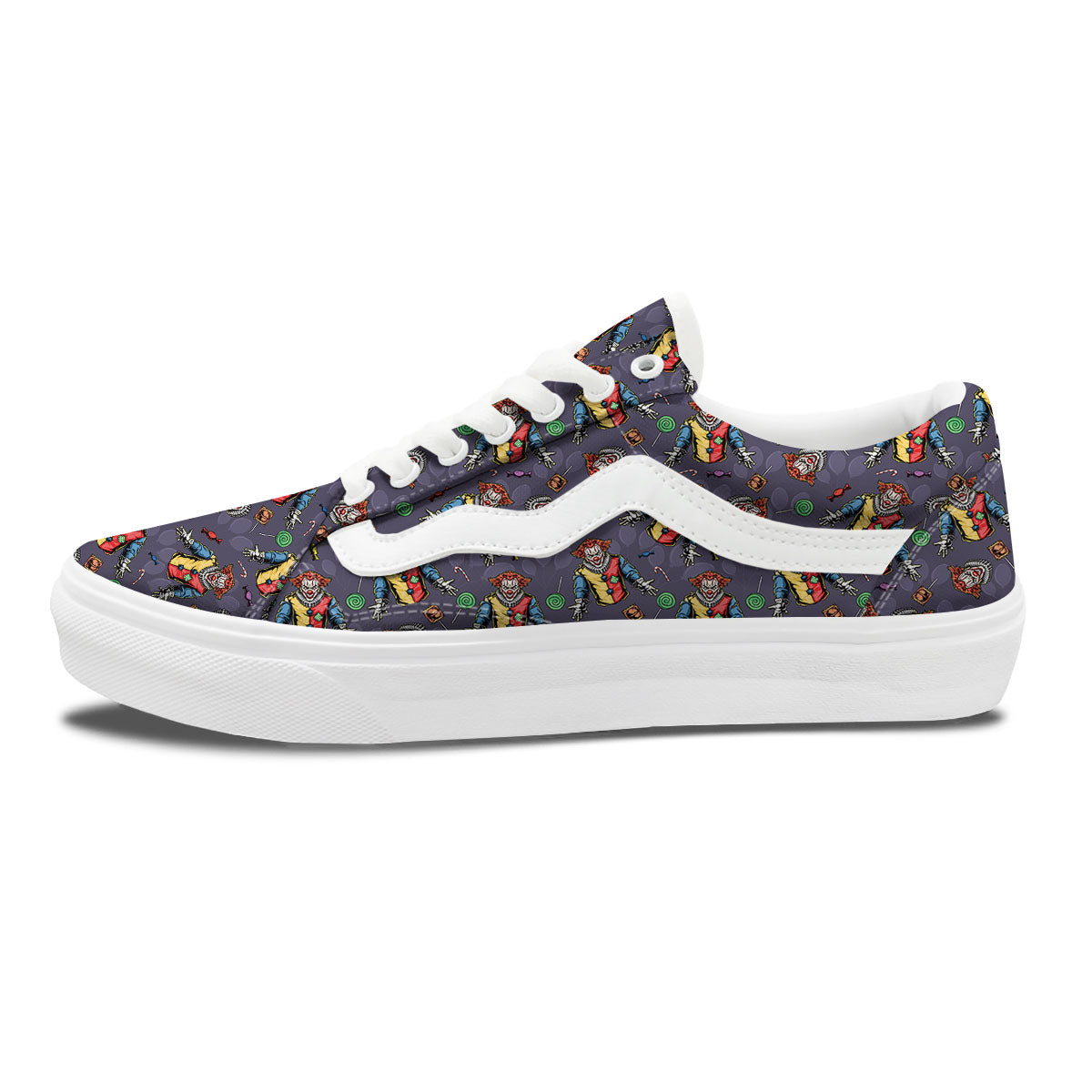 Scary Evil Clown Print Pattern Skate Shoes-grizzshop