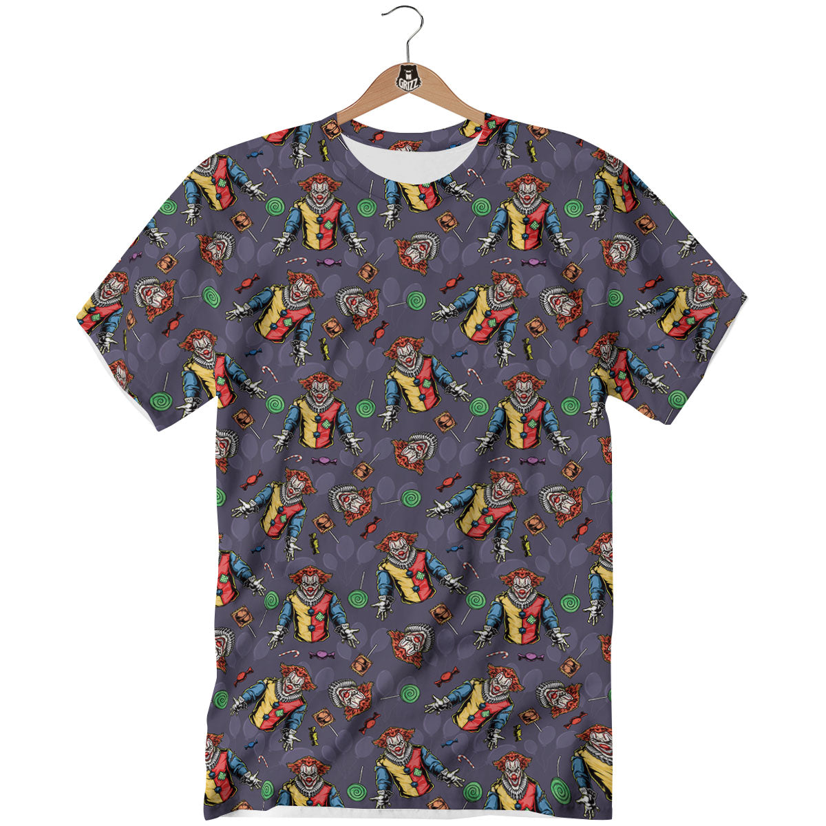 Scary Evil Clown Print Pattern T-Shirt-grizzshop