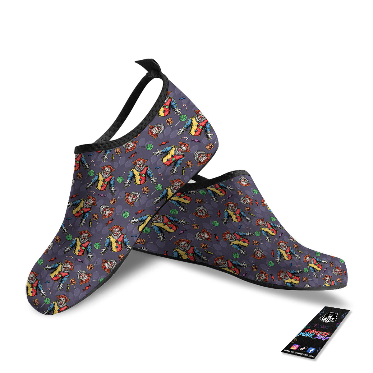 Scary Evil Clown Print Pattern Water Shoes-grizzshop