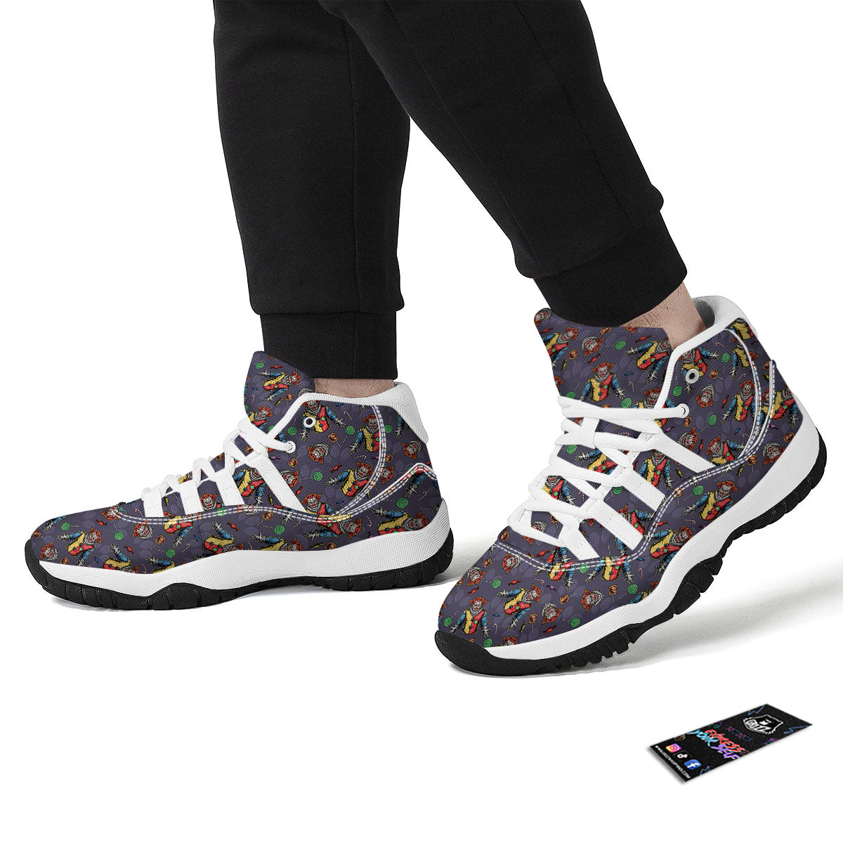 Scary Evil Clown Print Pattern White Bball Shoes-grizzshop
