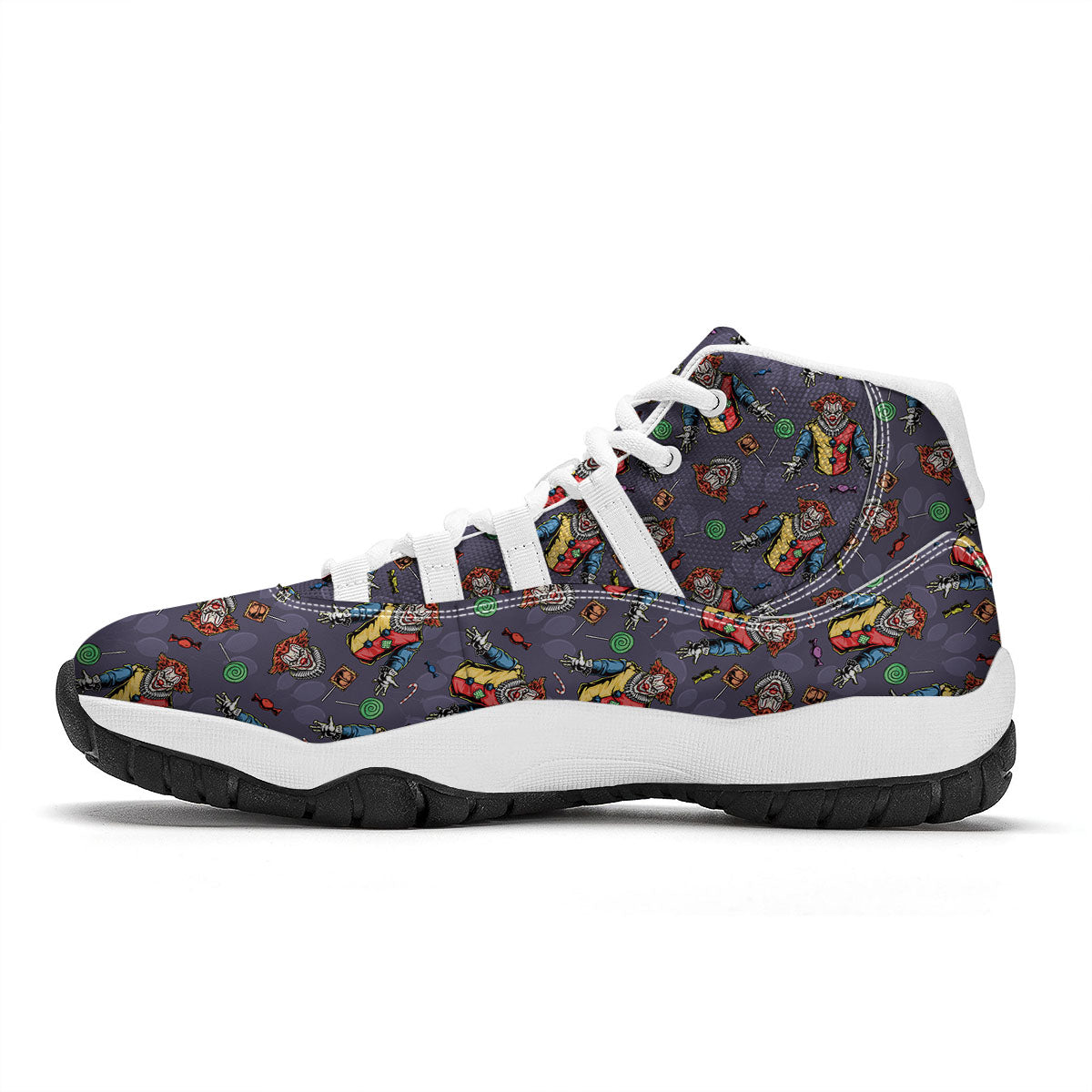 Scary Evil Clown Print Pattern White Bball Shoes-grizzshop