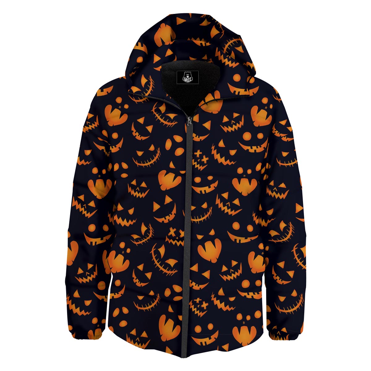 Scary Pumpkin Halloween Print Pattern Down Jacket-grizzshop