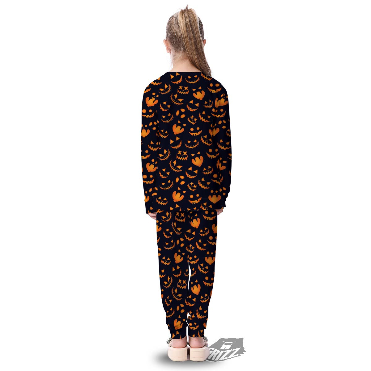 Scary Pumpkin Halloween Print Pattern Kid's Pajamas-grizzshop